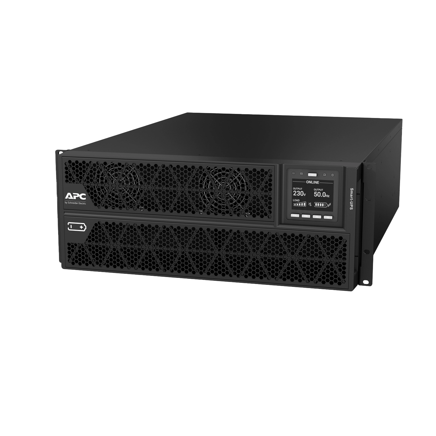 APC Smart-UPS On-Line, 5kVA/5kW, Rack/Tower, 230V, 2x IEC C13+1x IEC C19+Hard wire 3-wire (H+N+E) outlets, Network Card, W/O rail kit