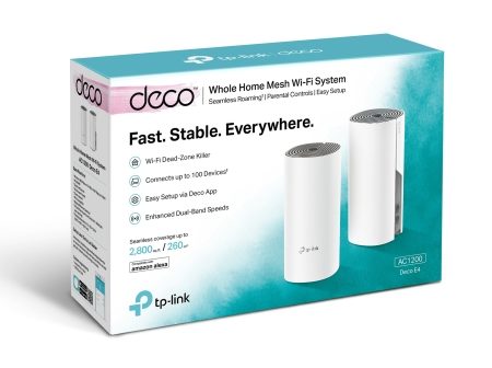 Deco E4 AC1200 Whole Home Mesh Wi-Fi System (2-Pack)