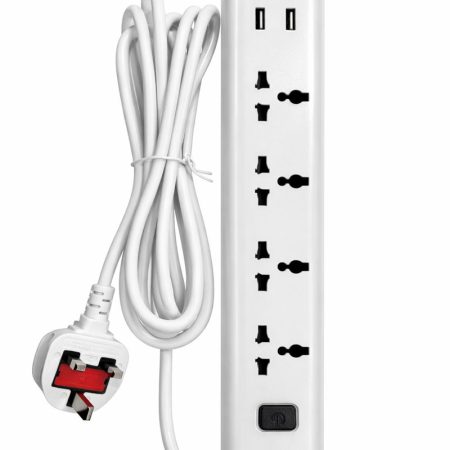 GeTX 4-Way Extension Socket with USB Charging – 3 Meter Power Cord MTS-160
