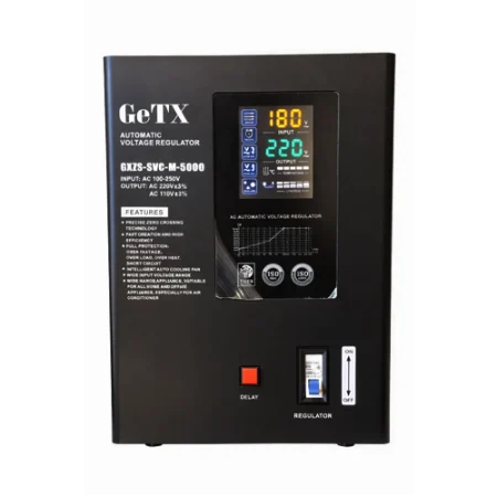 GetX 5KVA Automatic Servo Voltage Stabilizer GXZS-M-1-1-5 | Single Phase AVR 160–250V Input | 220V Output ±3% | Over/Under Voltage Protection