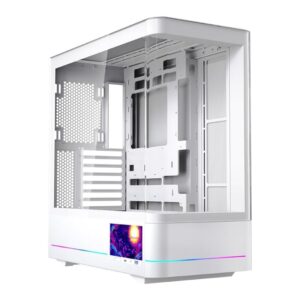 Jungle Leopard AC-02 ATX Mid Tower Gaming Case With LCD Display (Without Fans) – White