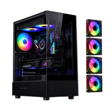 SAMA Neview 3321 ATX Mid Tower Gaming Case (4-ARGB Pre-installed fans & Hub Control) - Black
