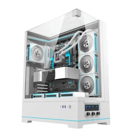 DarkFlash DY450L Pro ATX Tempered Glass Gaming Case With out Fans – White