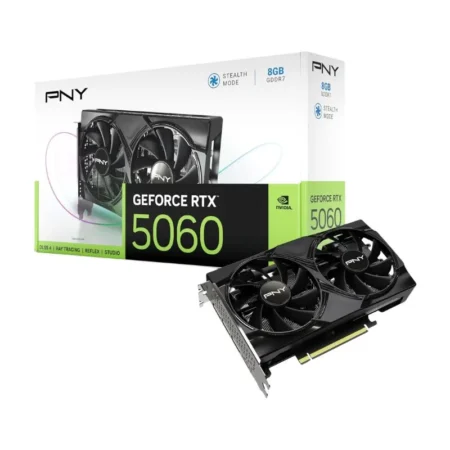 PNY GeForce RTX 5060 8GB Overclocked Dual Fan DLSS 4 Graphics Card - black