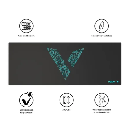 Rapoo V1L 800x300mm Anti-Skid Smooth Woven Fabric Mouse Pad - Black